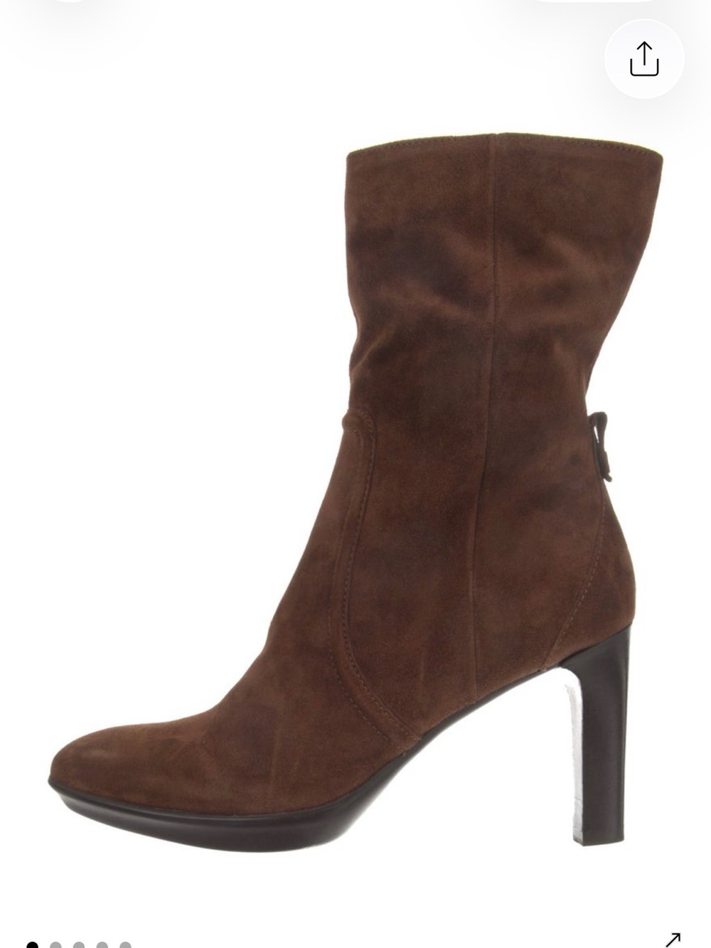 Aquatalia Brown Suede Mid-Calf Heeled Boots | Size 6.5 Fits a 6 | Italy |
